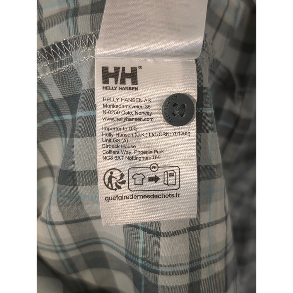 Helly Hansen Mens XL Plaid Short Sleeve Button Up Shirt Green Blue Hiking 34220 - Picture 5 of 8